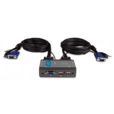 D-Link KVM-221, 2 port USB  KVM Switch with built in cables, Audio Support